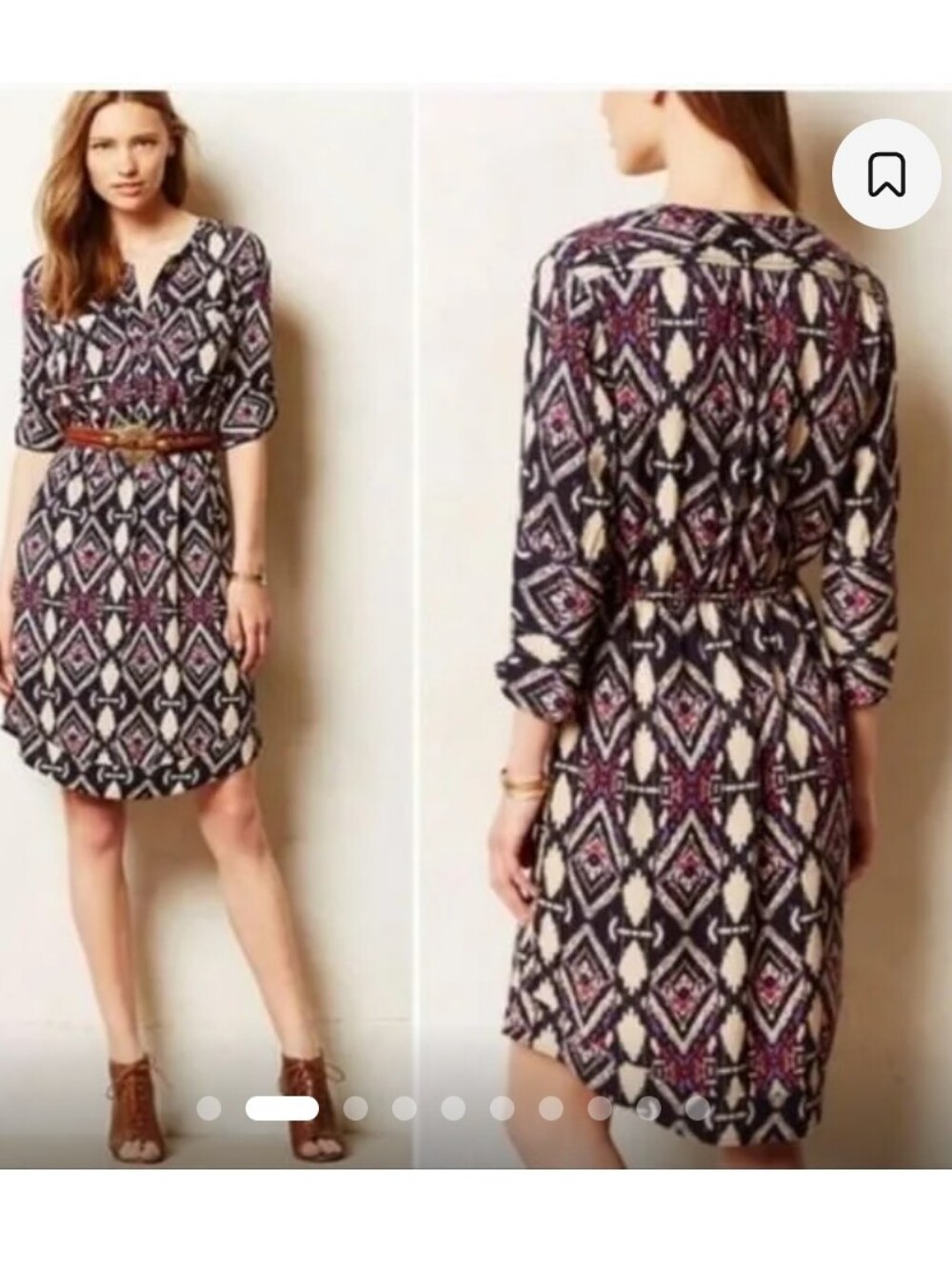 ANTHRO | Holding Horses Mira Shirt Dress  Aztec Western print Purple Sz 0